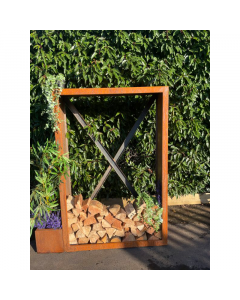 Corten Steel Log Store - Tall