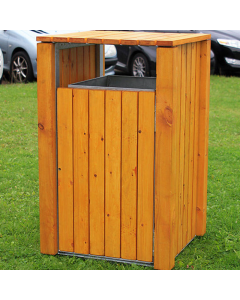 Houten Afvalbak met Lamellen