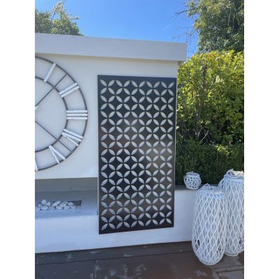 Garden Privacy Decorative Screen Panel - Moroccan Circles - Anthracite Grey